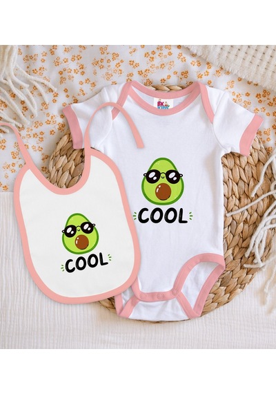 Bk Kids Cool Tasarımlı Pembe Bebek Body Zıbın Ve Mama Önlüğü Hedi Çok Renkli