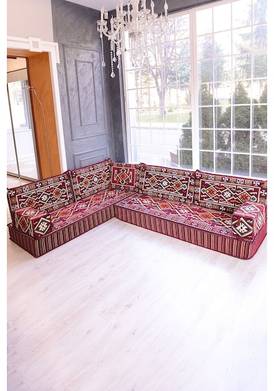 Şark Köşesi Takımı Bordo Anadolu Modeli 9 Parça 20 Cm Minder Kalınlığı