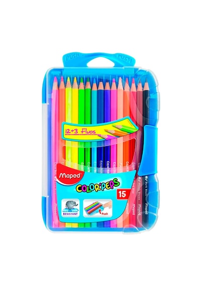 Maped Color'peps Fluo Kuru Boya Kalemi 12+3 Renk 832035 Çok Renkli