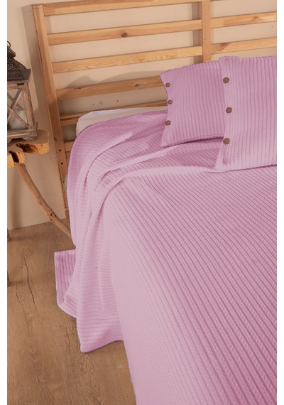 Tek Kişilik Saç Örgü Pike Seti Yatak Örtüsü Takımı 1 Adet Yastık Kılıfı 160 X 220 Cm Pembe