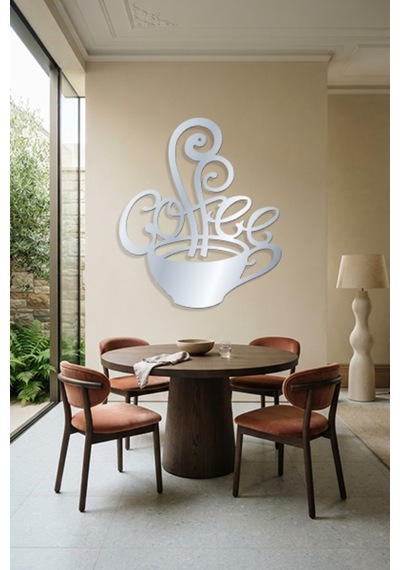 Coffee Metal Duvar Tablosu - Duvar Dekoru - Gümüş - 62 X 75 Cm