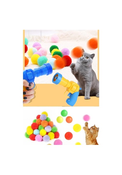 Kedi Oyun Tabancası İnteraktif - Peluş Toplarla Eğlenceli Oyun Zamanı, Ekstra Peluş Toplar Garantili