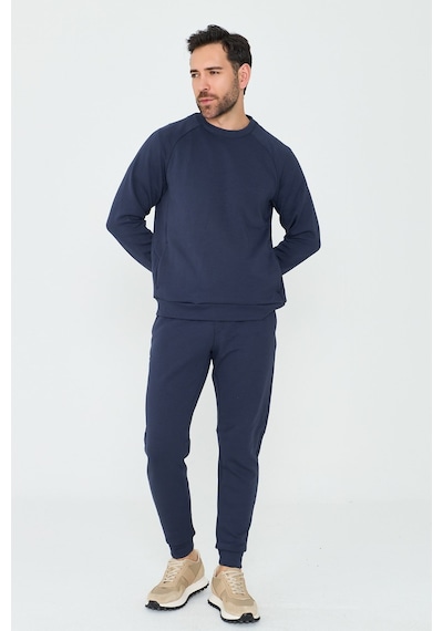 White Stone Lacivert Pamuklu Erkek Basic Sweatshirt