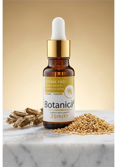 Botanica %100 Saf Susam Yağı Soğuk Sıkım Güneş Koruyucu Cilt Bakımı Besleyici Doğal Bitkisel Damla 20 Ml 20 ML