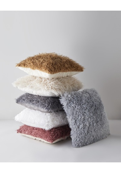 English Home Fluffy Pelüş Kırlent Kılıfı 45x45 Cm Vişne Vişne