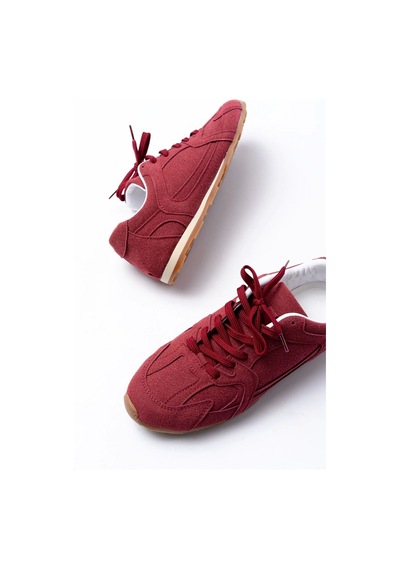Rs-01 Bordo Süet İnce Taban Günlük Spor Ayakkabı Bordo