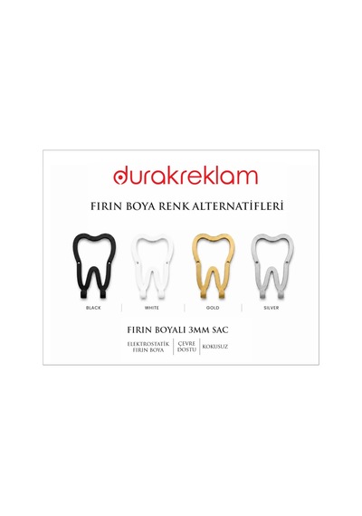 Diş Hekimi Temalı Metal Duvar Askılığı 5'li Dekoratif Diş Kliniği Askılık Siyah
