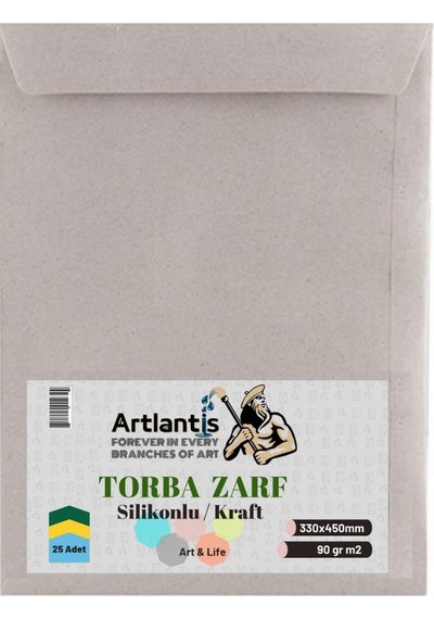 Torba Zarf 33x45 Cm Kraft 90 Gr Silikonlu 25'li 1 Paket Artlantis