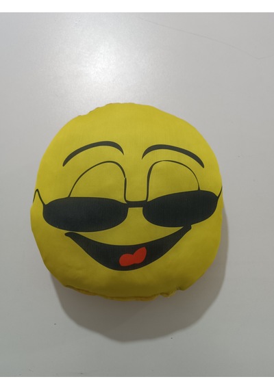 3 Lü Emoji Gözlüklü, Öpücük, Göz Kırpan 3 Lü Set Yuvarlak Boyun Yastığı Sarı