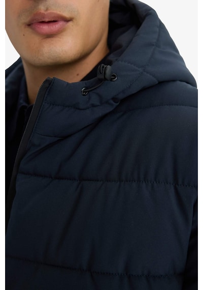 Defacto Su İtici Slim Fit Dar Kesim Astarlı Kapüşonlu Fermuarlı Cepli Dolgulu Mont R0216az25aunv64 Lacivert-nv64