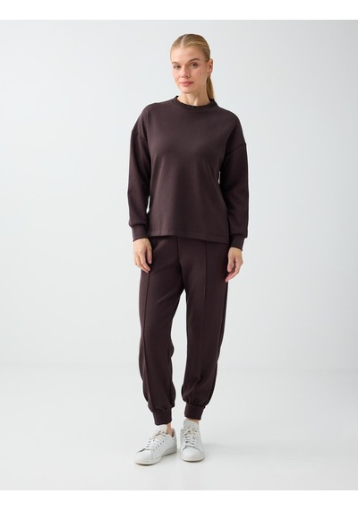 Jimmy Key Acı Kahve Rahat Kesim Bisiklet Yaka Modal Sweatshirt 6ww238605803 Kahverengi