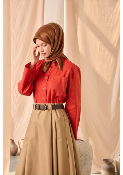 Silk Home Düz Shiny Eşarp 75006-57 taba