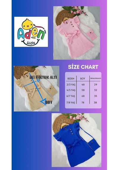 Aden Kids Kız Çocuk Bej Fırfırlı Elbise Ve Çanta Seti