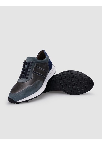 Cabani %100 Hakiki Deri Gri Bağcıklı Erkek Sneaker Gri