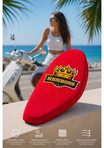 Universal Motor Sele Kılıfı Kırmızı Kaymaz Yüzeyli Scooter Ve Motosiklet Sele Koruyucu