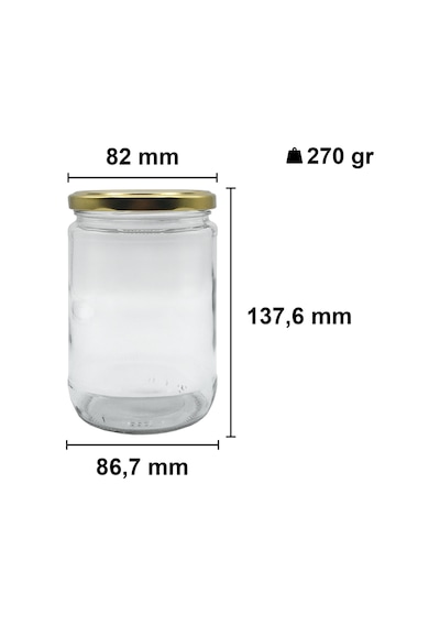 Afracam 660 Ml Metal Kapaklı Şeffaf Cam Kavanoz 12 Adet Siyah