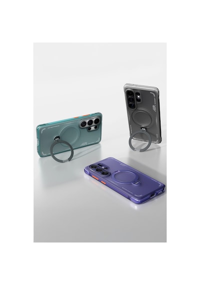 Torras Samsung Galaxy Uyumlu S26 Ultra O Stand Spin Air Serisi Magsafe Kılıf - Yeşil Mor