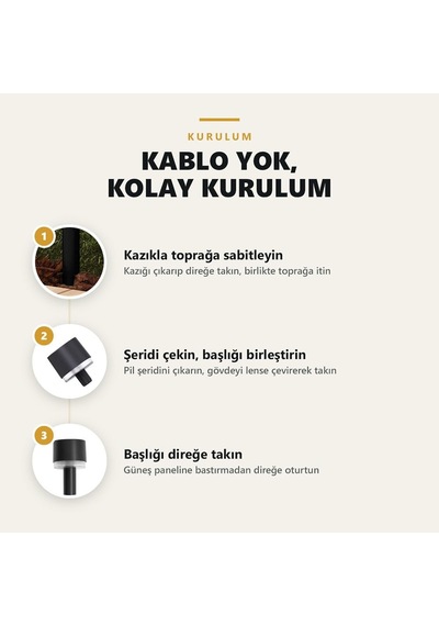 Solar Kazıklı Bahçe Yolu Lambası, Siyah, 12 Adet, Gt-sl47