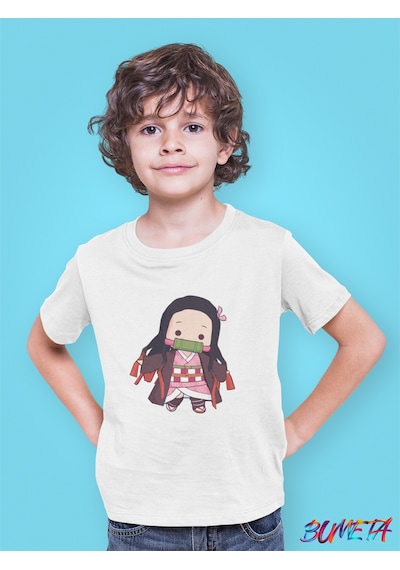 Bumeta Anime Cute Karakter Baskılı Çocuk Tişört 3 Lü Set Beyaz