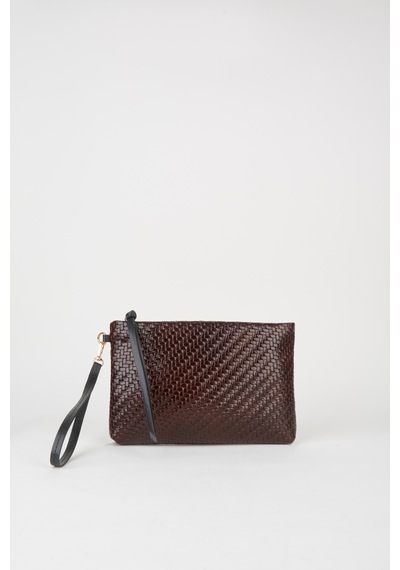 Vivaq Kadın Bellis Örgü Acı Kahve Astarlı Suni Deri Bilek Askılı Portföy El Ve Clutch Çanta Kahverengi