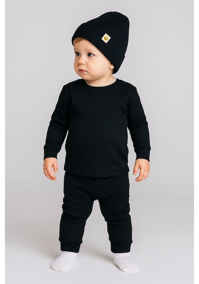 Zuzunga Unisex 3'lü Kaşkorse Bebe Takım Siyah