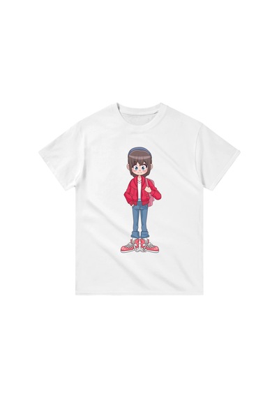Paybuy Çocuk Anime Karakter Baskılı Tişört %100 Pamuk Kısa Kol Yuvarlak beyaz