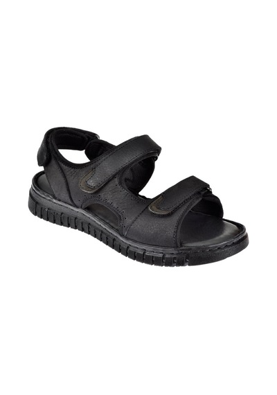 Forelli Hakiki Deri Comfort Cırtlı Kadın Sandalet For-38506 Siyah Nubuk-siyah Nubuk Siyah