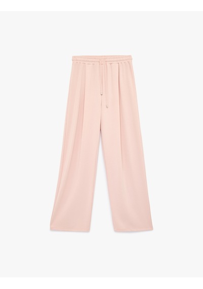 Koton Regular Fit Viskon Karışımlı Beli Bağcıklı Pileli Pantolon Pembe 6sak30027ek Gül