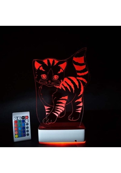 Özel Tasarım Sevimli Kedi 3D Led Lamba