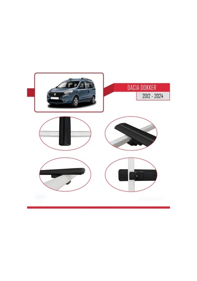 Dacia Dokker 2012 Ve Sonrası İle Uyumlu Basic Model Ara Atkı Tavan Barı Siyah 3 Adet