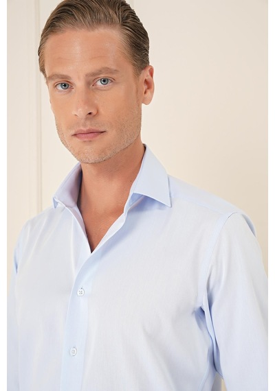 Efor Slim Fit %100 Pamuk Non Iron Kumaş Klasik Mavi Gömlek Gk 735 Mavi