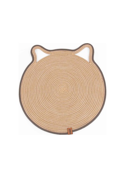 Gobypet Jüt Kulaklı Yuvarlak Kedi Köpek Mama Yatak Önü Paspası Hasır Kedi Matı 40 x 40 CM