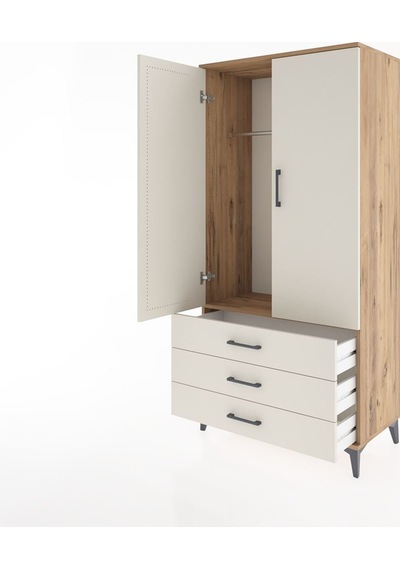 Hyperion Dolap Tek Raflı 3 Çekmeceli Tek Askılı 88x44x182 Çam-aytaşı Atlas Çam