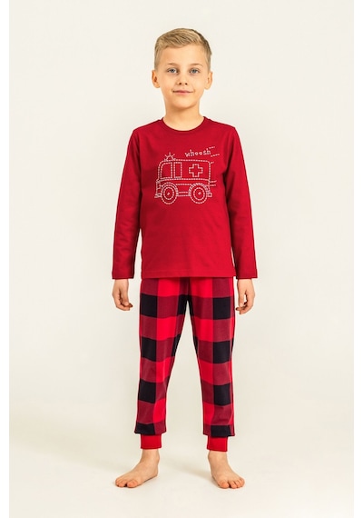 Rolypoly Erkek Çocuk Whoosh Ambulance Kırmızı Uzun Kol Pijama Takım Rp3871-c-v1 Rp3871-c-v1