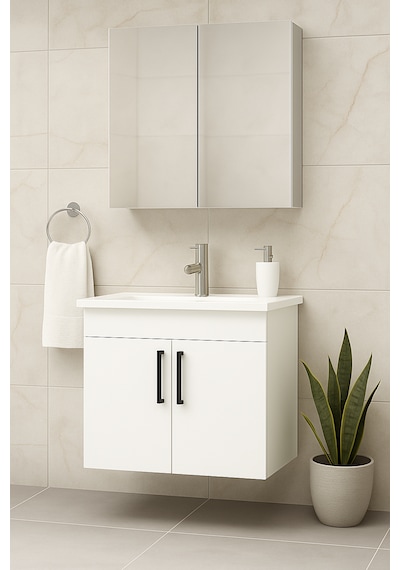 Dmz Home Concept Liventa 65 Cm Mdf Beyaz Banyo Dolabı Takımı Beyaz