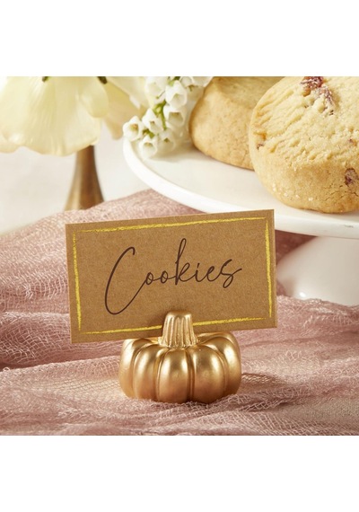 Kate Aspen Fall Decor Mini Altın Kabak Masa Kartı Tutucu 6 Adet , Şükran Günü Masa Dekorasyonu, Sonbahar Temalı Genel
