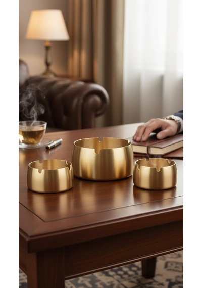Bymyhand Paslanmaz Çelik Gold 3'lü Küllük Set
