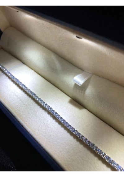 Vog Su Yolu 4mm Zirconia Taşlı Beyaz Renk 925 Ayar Gümüş Sevgiliye Eşe Anneye Hediye Bileklik