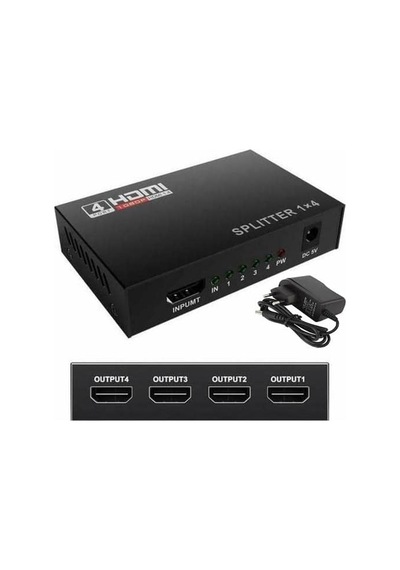 3C Px-5004 4 Port Hdmı Splitter, 1 Giriş 4 Çıkış Adaptörlü Hdmı Çoklayıcı, 1080p 2k 4k Fhd 3d Görüntü Dağıtıcı, Pc Laptop Uydu Alıcı Ps5 Xbox Dvr Nvr Tv Box İçin Aynı Görüntü Ekran Çoğaltıcı