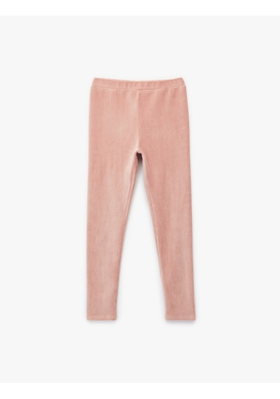 Koton Beli Lastikli Uzun Kadife Tayt Pembe 7wkg40010ak Gül