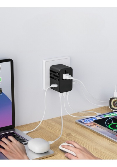 Evrensel Eu Us Au Uk Priz Fiş Çevirici Dönüştürücü Seyahat Adaptörü 2x Usb 3x Type-c Port Çıkışı