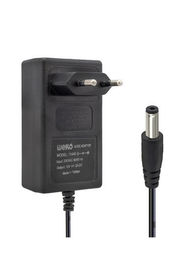 12 Volt - 2 Amper 5.5 2.5 Uçlu Yerli Üretim Plastik Kasa Priz Tipi Adaptör