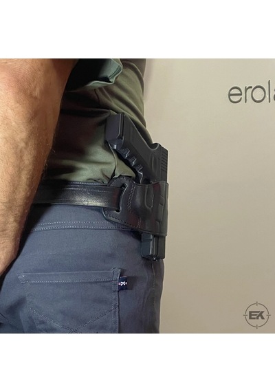 Erolav Kilitsiz Kelebek Universal 9mm Uyumlu Dış Taşıma Deri Kılıf Siyah