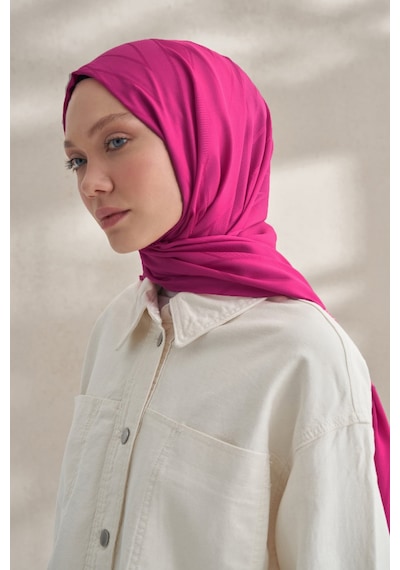 Armanda Krep Jakar Prizma Desen Şal - 70 X 190 Fuşya