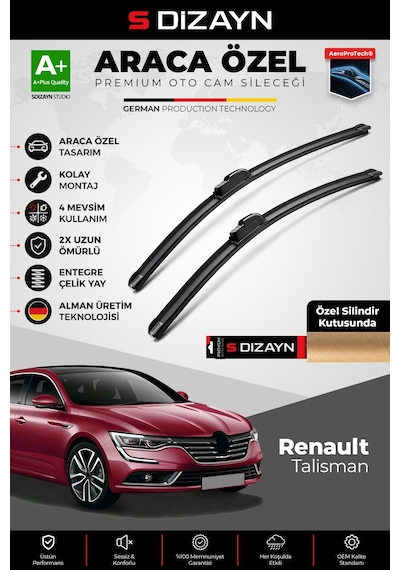 S-dizayn Renault Talisman Ön Cam Silecek Seti 2015 Üzeri Premium Araca Özel 60-45 Cm A+ Kalite