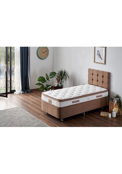 Nironyatak Niron Latte 90X190 Cm Tek Kişilik Yatak Baza Başlık Seti - Sert Y