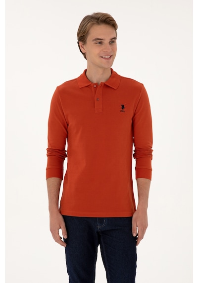 U.S. Polo Assn. Erkek Regular Fit Polo Yaka Kiremit Basic Sweatshirt 50307757-VR031