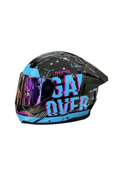 Ls2 Rapid Player Gökkuşağı Cam Kask Mavi - Siyah