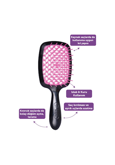 Beauty Pro Miracle Brush Saç Fırçası - Isıya Dayanıklı, Kaynak Saçlara Uygun, Saç Açma Ve Tarama Mor