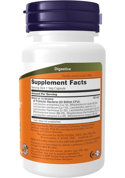 Now Foods Probiotic Prebiyotik 10 25 Billion With 10 Probiotic